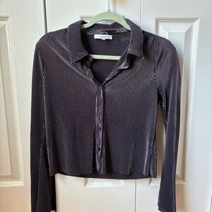 Ro & De Women's Black Ribbed Blouse
